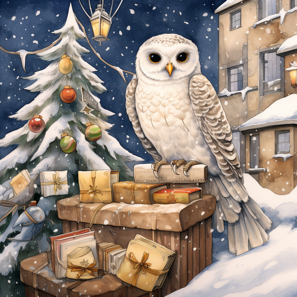 Arthub.studio Drawing Of Hedwig Perched On A Snowy Branch Wit A9503106 6287 46d2 Ac99 Db1f95877c35 0
